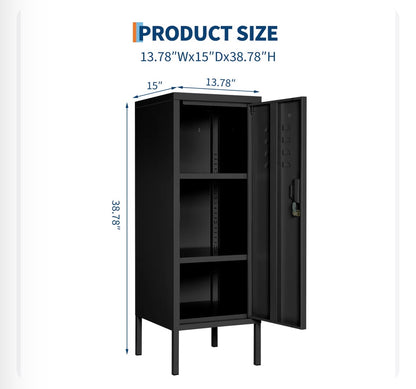 Garvee Lockable Metal Locker Cabinet 39 Inch Height Metal Storage Cabinet with Lock, Adjustable Shelf & Ventilation, Steel Locker for Gym, School, Office, Home, Garage (Black) (New in Box)