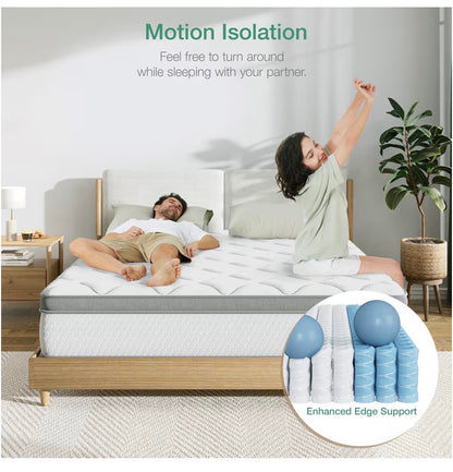 Novilla Twin Size Mattress, 10 Inch Hybrid Mattress in a Box, Comfort Sleep Pocket Innerspring Pillow Top Mattresses for Motion Isolation, Pressure Relief & Edge Support, Medium Firm, CertiPUR-US (New in Box)
