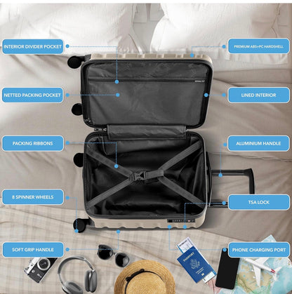 Flight Knight- Champagne 22 X 14 X 9 Expandable Carry on Suitcase