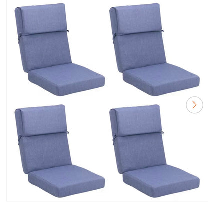 21.6 Inch X 24.2 Inch Outdoor High Back Chair Cushion with Adjustable Buckles and Ties In Dark Blue (4 Pack)