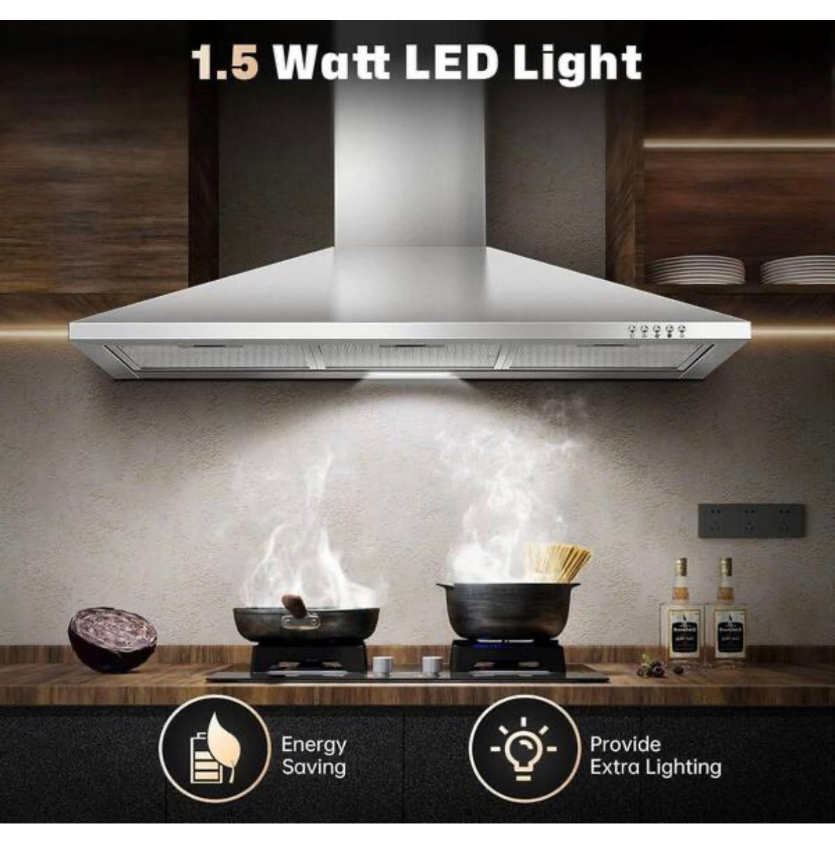 SNDOAS 36 Inch Wall Mount Range Hood Ducted/Ductless Convertible Downdraft System (Stainless Steel)