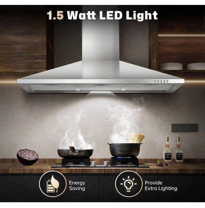 SNDOAS 36 Inch Wall Mount Range Hood Ducted/Ductless Convertible Downdraft System (Stainless Steel)