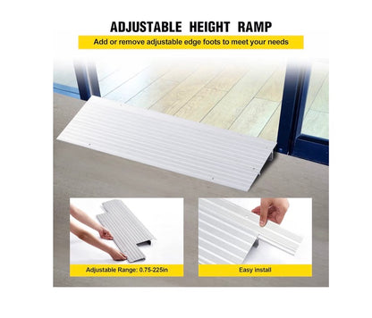 Door Threshold Ramp 2 Inch Rise Door Ramp Aluminum Entry Ramp or Doorway Rated 800 Ibs Load Compacity for Wheelchair, Scooters, Powerchair, or Walkers