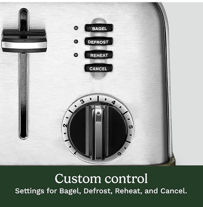 Cuisinart 4 slice compact stainless steel toaster with extra-wide slots for bread, French toast, bagels & pastries