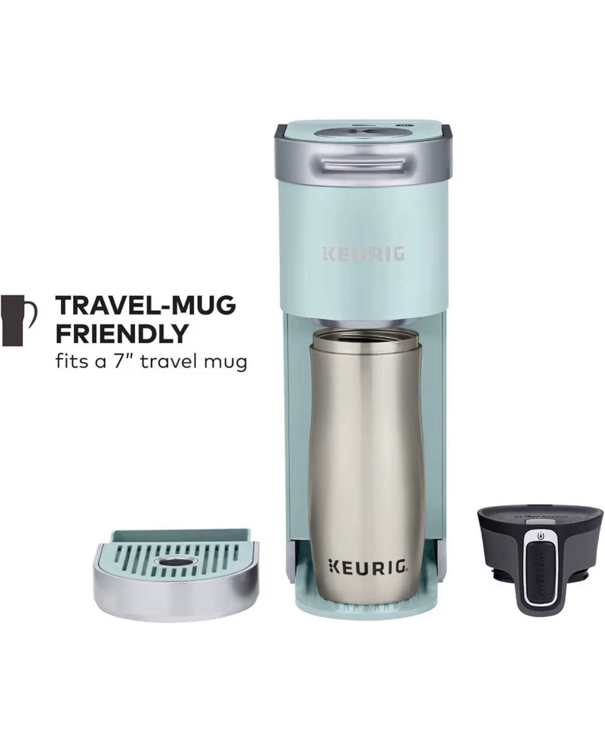 Keurig K-Mini Plus Single Serve K-Cup Pod Coffee Maker, with 6 to 12 oz Brew Size, Stores Up to 9 K-Cup Pods, Travel Mug Friendly (Misty Green) (New in Box)