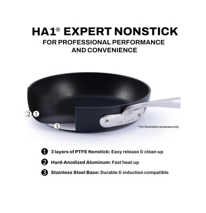 All Clad Hard Anodized Expert Nonstick Cookware Set, 7 Piece Pots and Pans Set, Induction, Ovensafe, Includes Frying Pans, Saucepan, Sauté Pan, Stockpot, Professional Cookware (Black) (New in Box)
