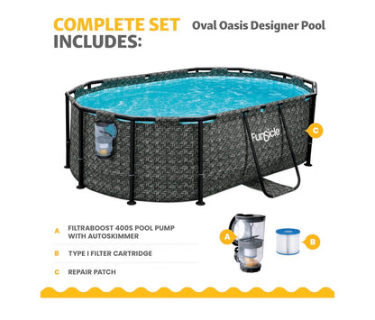 Funsicle Oval Oasis Designer 9'10 inch X 6 ft. 7 inch X 33 inch Above ground Swimming Pool
