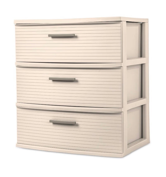 3 Drawer Wide Tower - Snowfall White - Brightroom