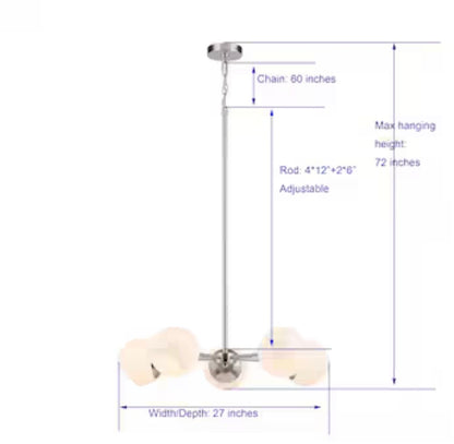 Origin 21 Cyprus 5 Light Brushed Nickel Opal Glass Steel Chandelier (New in Box)