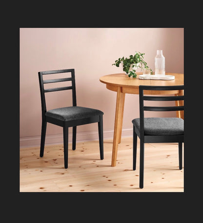 Set of 2-Ladder Back Dining Chairs with Padded Seat (Black) (New in Box)