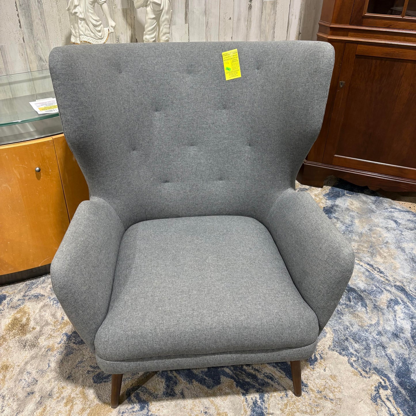 Gray High Wingback Chair