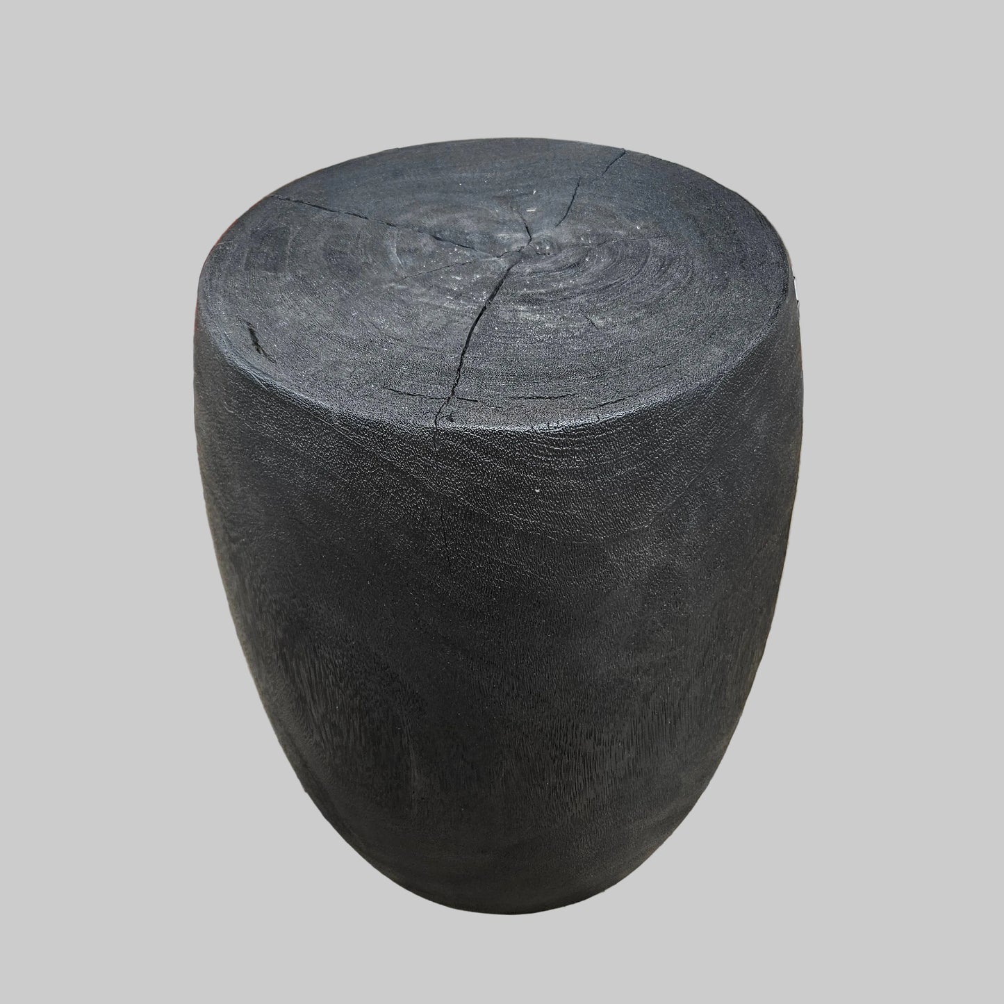 Andrianna Shamaris Charred Lychee Wood Drum Side Table or Stool