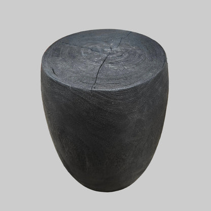 Andrianna Shamaris Charred Lychee Wood Drum Side Table or Stool