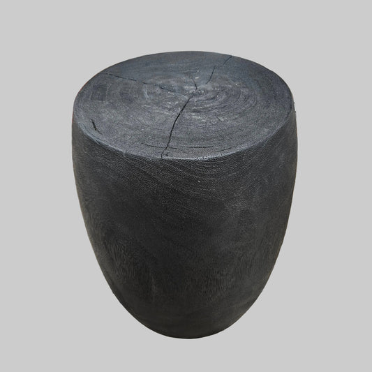 Andrianna Shamaris Charred Lychee Wood Drum Side Table or Stool