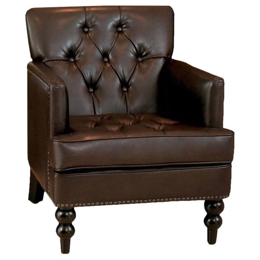 Noble House Melissa Faux Leather Tufted Club Chair