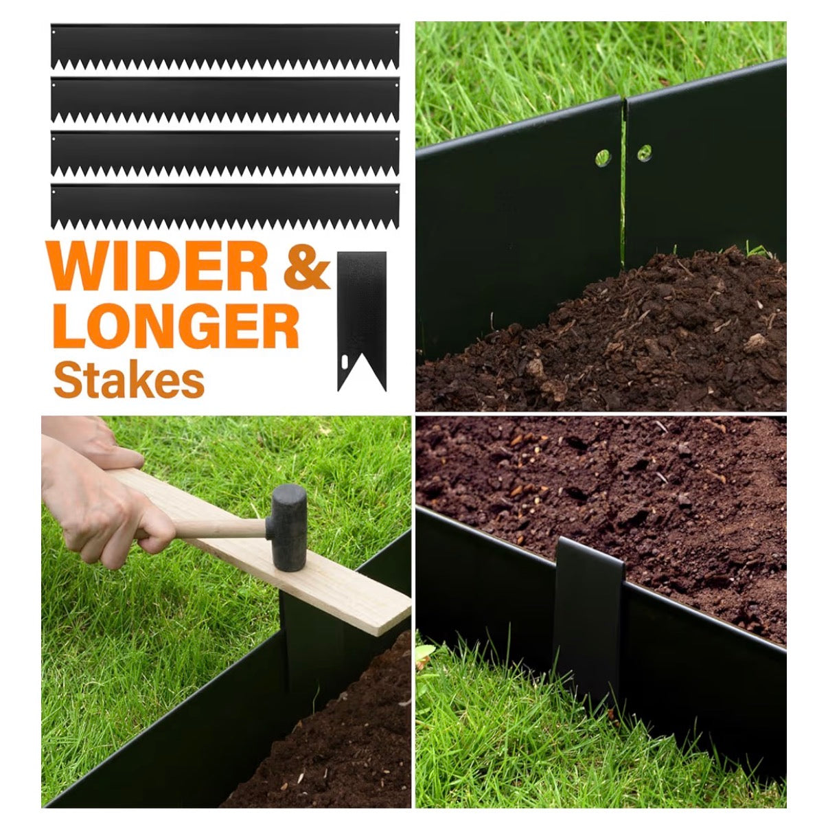 LAVEVE Landscape Edging Galvanized Steel Black Hammer-in Metal Garden Edging Border with Clips, Suitable for Garden Fence, Paver Edging, Lawn and Yard (New in Box)