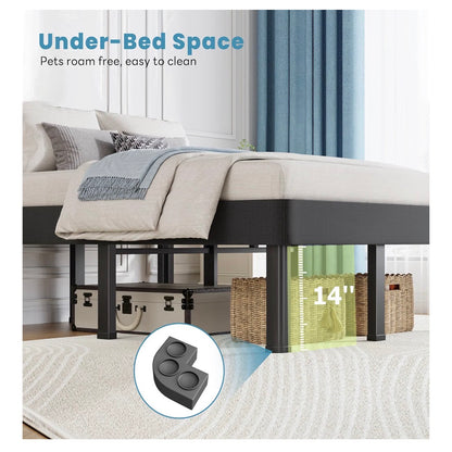 18 Inch Full All-in-One Box Spring, Metal Mattress Foundation with 9 Legs Heavy Duty 400 Lbs Capacity, Rounded Edges & Recessed Legs, Fabric Cover, Noise Free, Easy Assembly, Under-Bed Storage (New in Box)