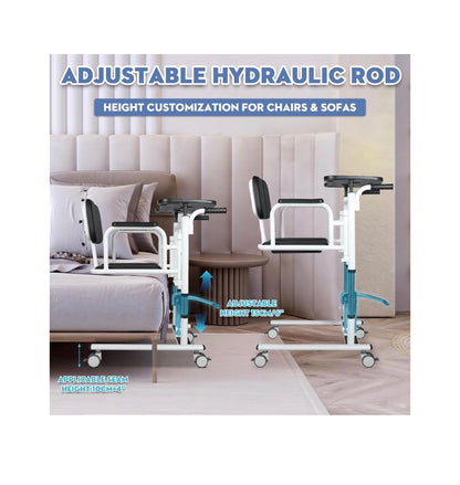 Drexo Patient lift Transfer Chair, 5 in 1 Patient Lift Chair with 180 Degree Split Seat, Height Adjustable Patient Transer Chair with 4 Casters for Home, Seniors, Elderly Load 450 lbs (Non-Fold)