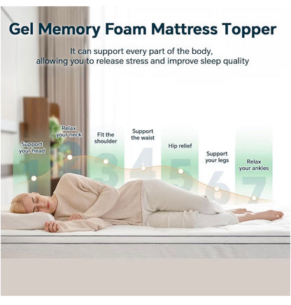 Firm Memory Foam Mattress Topper Queen Size Dual Layer 3 Inch Cooling Gel Memory Pad 1 Inch Pillow Top Mattress Cover for Back Pain 60 Inch X 80 Inch X 4 Inch