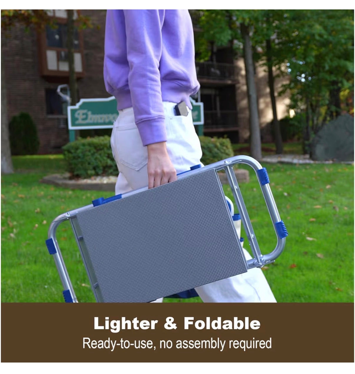 Foldable Kneeler Seat Heavy Duty (Detachable Cloud Kneeler Pad) Garden Stool 2 Large Tool Bags Portable Bench for Indoor/Outdoor (Brown) (New in Box)