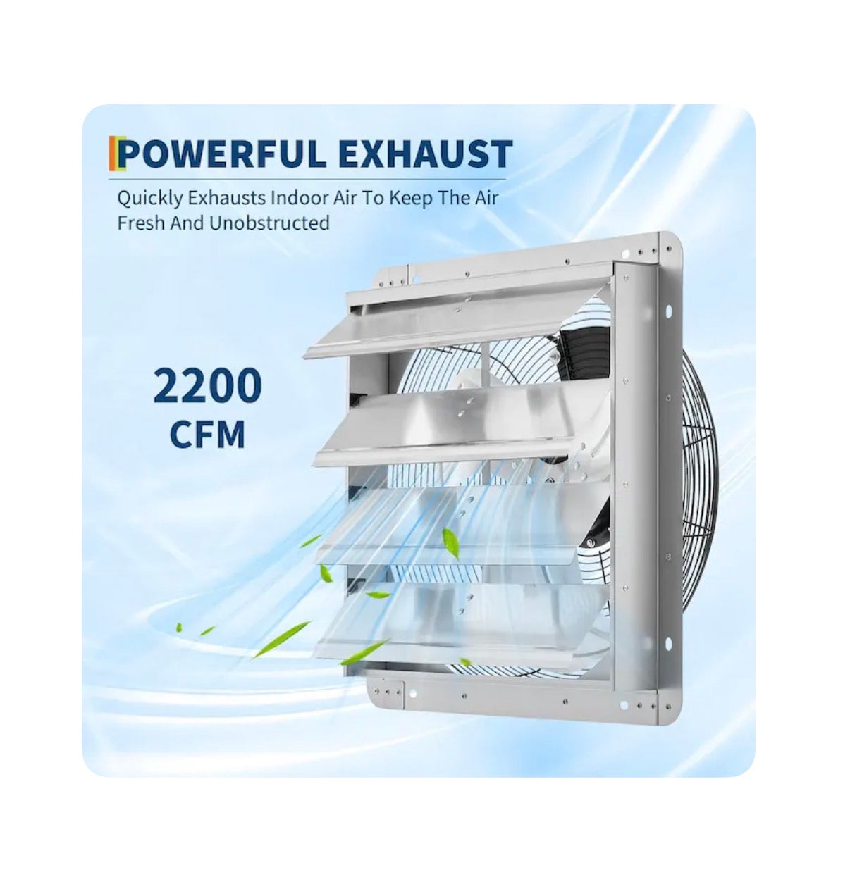 Garvee 18 Inch Automatic Shutter Exhaust Fan 2200 CFM Industrial Wall Mount Ventilation (New in Box)