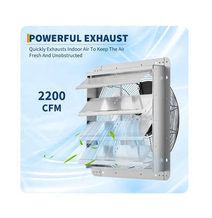 Garvee 18 Inch Automatic Shutter Exhaust Fan 2200 CFM Industrial Wall Mount Ventilation (New in Box)
