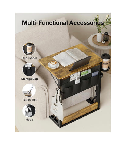 Adjustable TV Tray Table with Cup Holder, Storage Bag & Table Slot Easy Assembly TV Dinner Tray Table, 21.6 Inch Foldable Table Tray, TV Trays for Eating on Couch, Bed & Chair (New in Box)