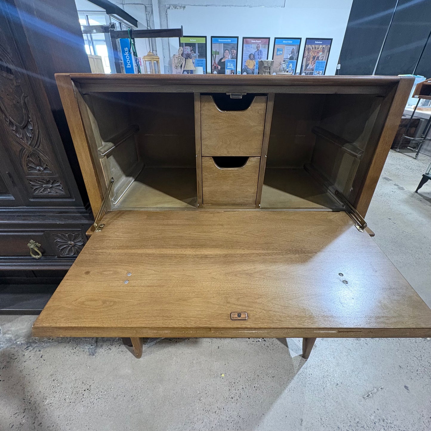 John Van Koert for Drexel Mid-Century Walnut Highboy Dresser, 1959