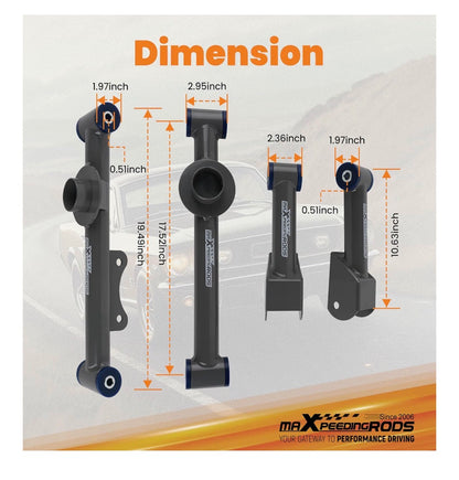 MaXpeedingrods Rear Control Arms Kit for Ford Mustang, Mercury Capri 1979-2004, Cobras 1993-1998, 4/6/8 Cylinder, 4 Pieces (New in Box)
