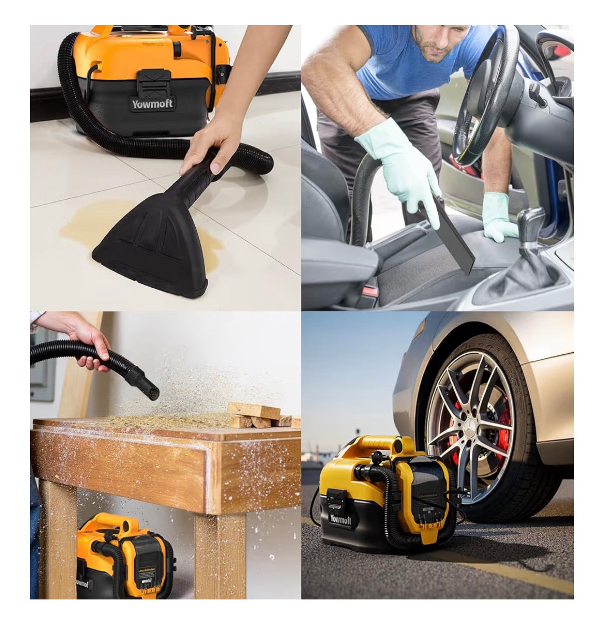 3-in-1 Shop Vac Cordless & Corded, Versatile Power Supply with Tire Inflator and Blower Functions