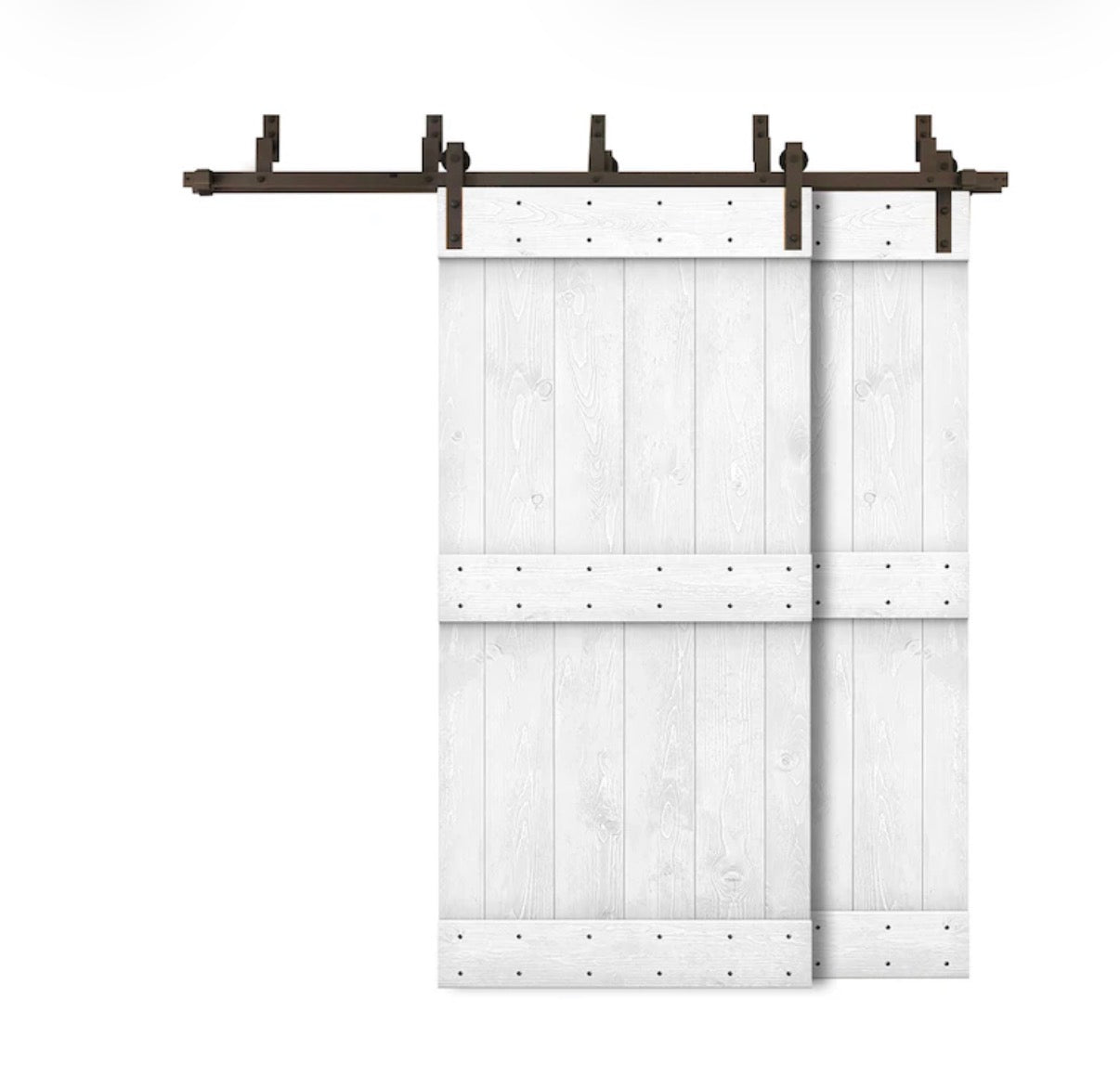 60 inch X 84 inch K-Frame white knotty pine wood solid core double bypass barn door (hardware included)