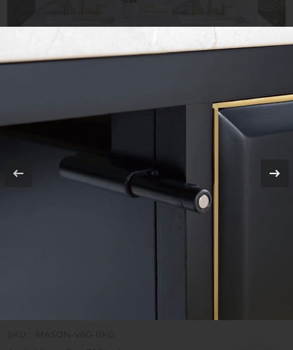 Mason 60 Inch Double Sink Bathroom Vanity Black with Gold Trim (Cabinet Only) (New in Box)