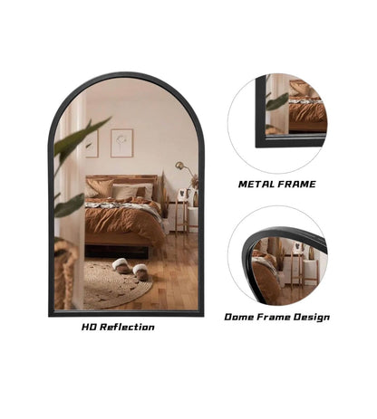 Wall Mounted Mirror 38 Inch X 24 Inch Bathroom Mirror Arched Window Mirror for Wall, Arched Top Mirror with Metal Frame, Vanity Mirror for Living Room or Bedroom (Black) (New in Box)