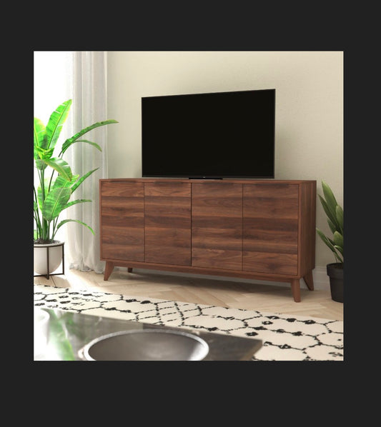 Flash Furniture 60 Inch Buffet Cabinet with 4 Soft Close Doors and Adjustable Shelves (Dark Walnut) (New in Box)