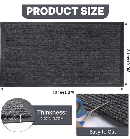 Storystore 3 Ft. X 10 Ft. Front Door Mat Heavy Duty Commercial Mat for Indoor/Outdoor Entryways, Non Slip Rubber Backing Low Profile for Entrance Home, Office, Patio & Garage (Gray) (New in Package)