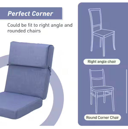21.6 Inch X 24.2 Inch Outdoor High Back Chair Cushion with Adjustable Buckles and Ties In Dark Blue (4 Pack)