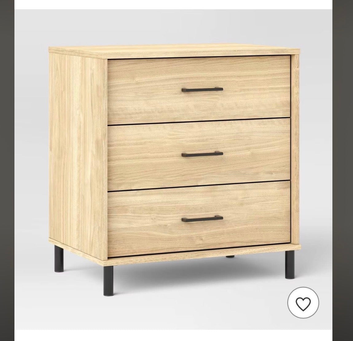 Mixed Material Wood and Metal 3 Drawer Dresser Natural Wood Room Essentials (New in Box; Needs to be Assembled)