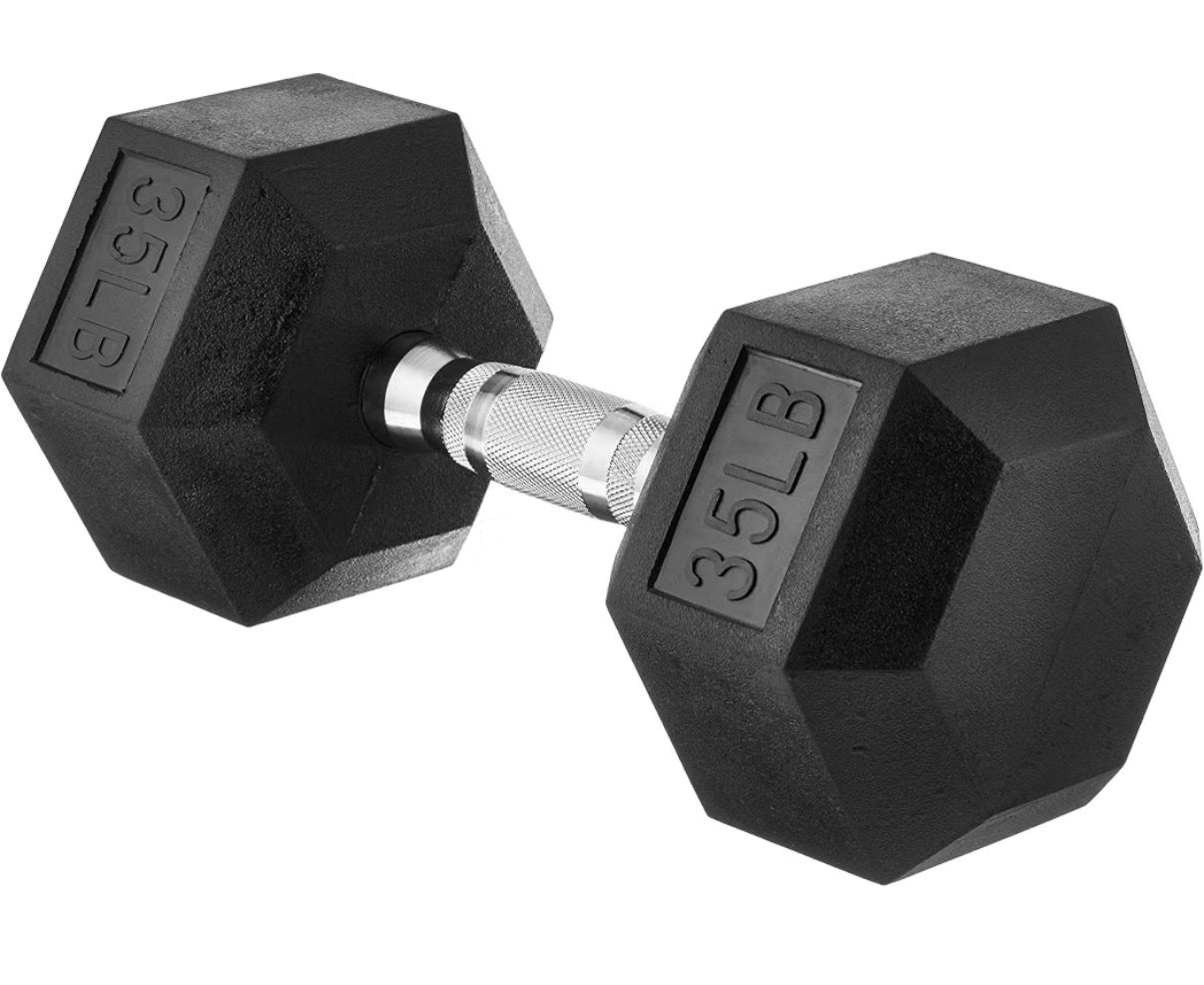 35 lbs Rubber Hex Dumbbell Hand Weight (New)
