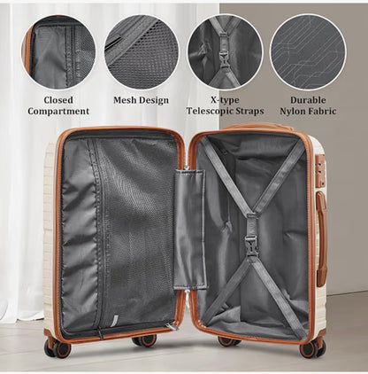 Joyway Luggage Sets 10 Piece PP Hardshell Carry on Suitcase, Travel Lightweight Carry-on with Double Spinner Wheels and TSA Lock (Beige Brown) (New in Box)
