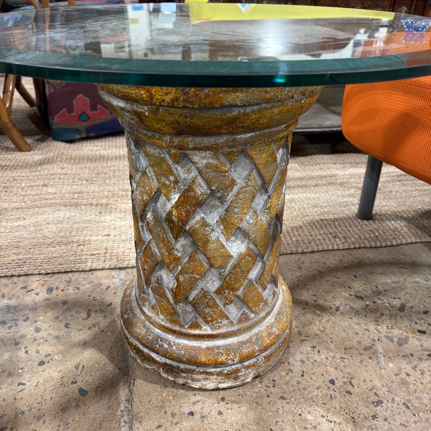 Round Glass Top Side Table