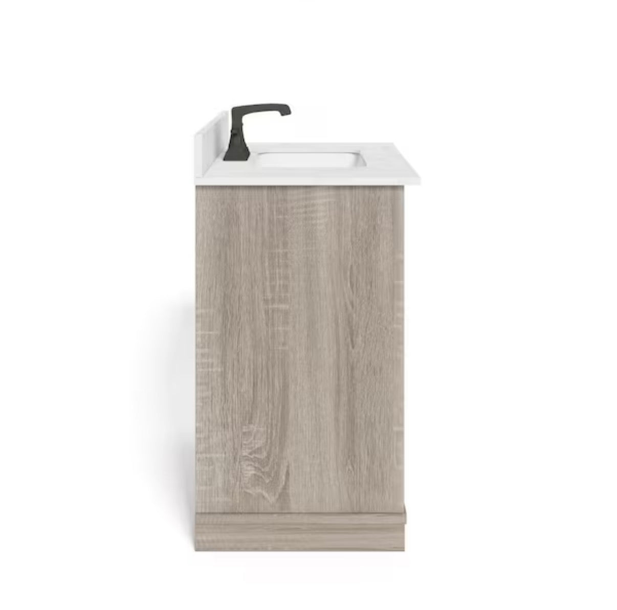 Brindley 30 Inch Single Sink Freestanding Weathered Bath Vanity with White Engineered Stone Top (Gray) (Unboxed; New)
