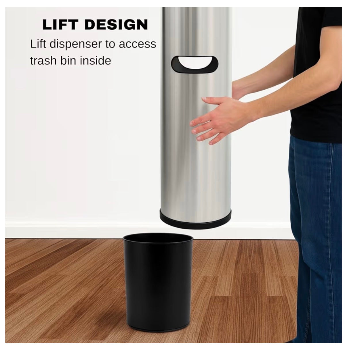 Tazza Budget Gym Equipment Wipe Dispenser - with Lift-off Access, Compact Wipes Holder & Built in Trash Can