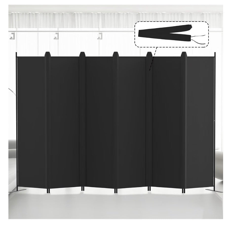 Kokorona 6 Panel Room Divider, 6 Ft. Tall Folding Privacy Screen Wall Dividers, Portable Privacy Screen Freestanding Room Divider for Room Separation Included Cover Strips 120 Inch Width x 72 Inch Height (Black)