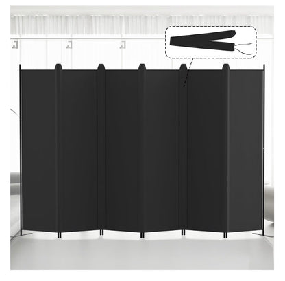 Kokorona 6 Panel Room Divider, 6 Ft. Tall Folding Privacy Screen Wall Dividers, Portable Privacy Screen Freestanding Room Divider for Room Separation Included Cover Strips 120 Inch Width x 72 Inch Height (Black)