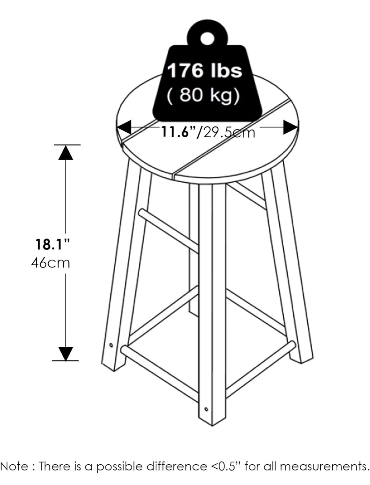 Furinno TIOMAN Outdoor Barstool, Set of 2, 18 Inch Bar Stool in Teak Oil, for Patio, Garden, Porch (Natural) (New in Box)