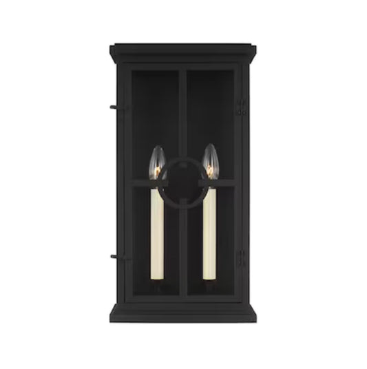 Generation Lighting Belleville Coastal 2 Light 18 Inch Height Hardwired Outdoor Wall Light (Black) (New in Box)