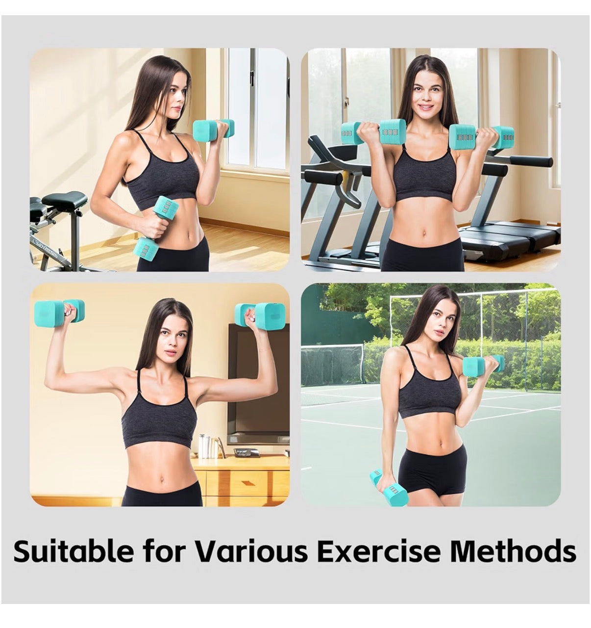 20 lbs Adjustable Dumbbell Set 4 in 1 Free Weights Dumbbells Set for 4 lbs, 6 lbs, 8 lbs, and 10 lbs with Metal Non-Slip Handle, Quick Change, Home Gym Strength Training Equipment for Men/Women (New in Box) (Blue)