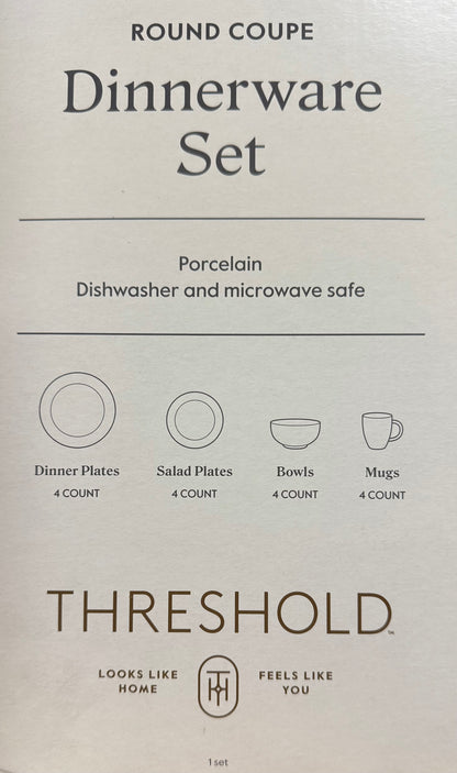 Threshold 16 piece Porcelain Coupe Dinnerware Set - White