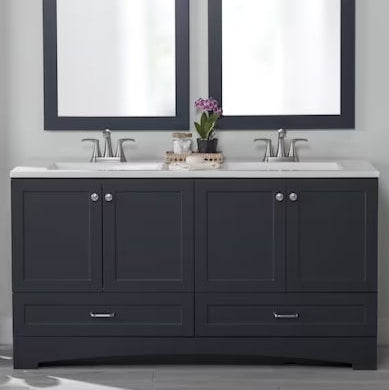 Deep Blue Double Sink Bathroom Vanity
