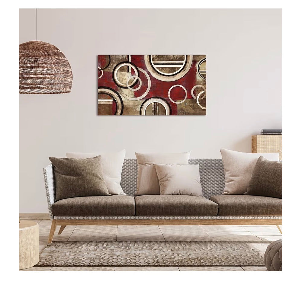 Saypeacher Burgundy Wall Art Red and Tan Pictures Large Abstract Wall Art for Living Room 20 X 36 Inches